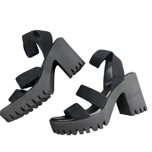 Madden NYC Womens Chunky Black Sandals Size 8 Lug Sole y2k Platform - Picture 5 of 9